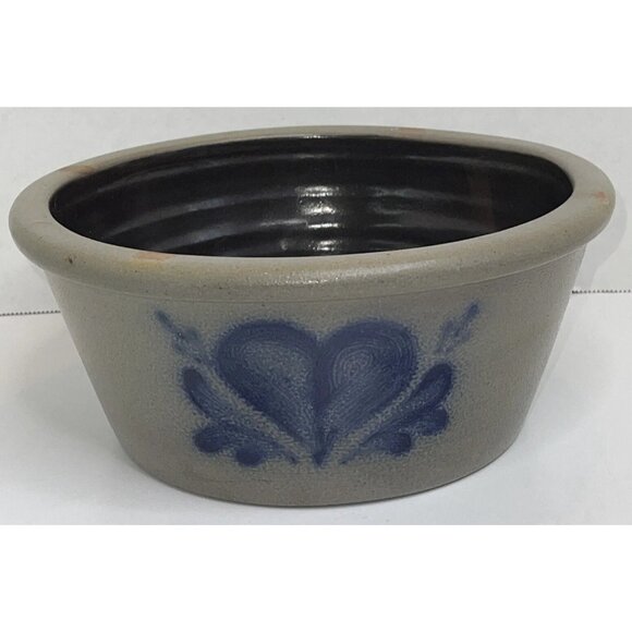 VTG Rowe Pottery Work Heart Gray Blue Mixing Bowl ‘92 Stoneware Cambridge Rustic - Picture 2 of 12